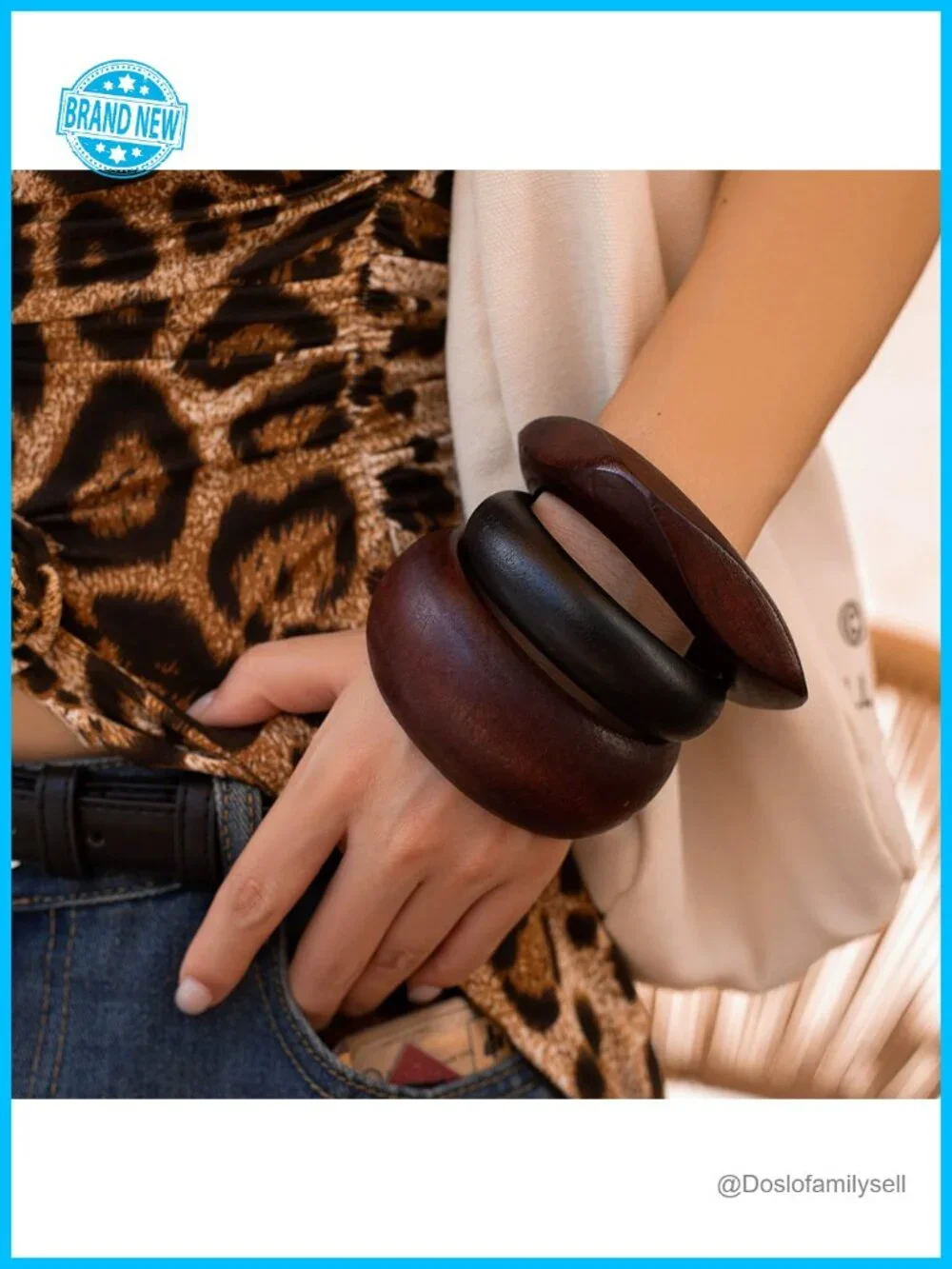 3 PCS Acrylic Resin Bangle Bracelet Set Chunky Geometric Cuff Wide Wristband